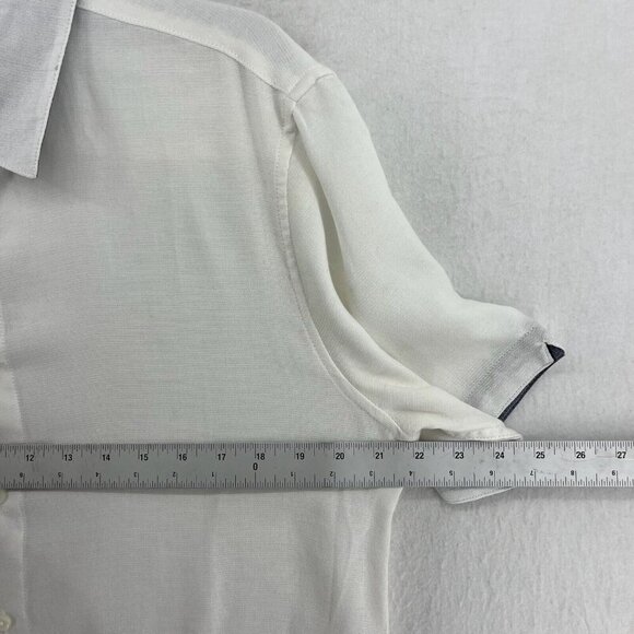 Fundamental Coast Los Angeles Shirt Mens M White Button Up Short Sleeves Woven - Picture 3 of 13